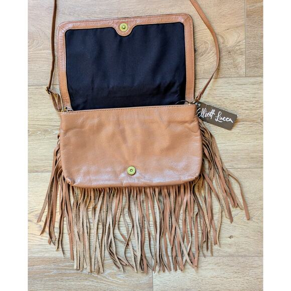 NEW Elliot Lucca Fringed Leather Crossbody Bag Brown Melaya Bali Western Cowgirl - Picture 5 of 12